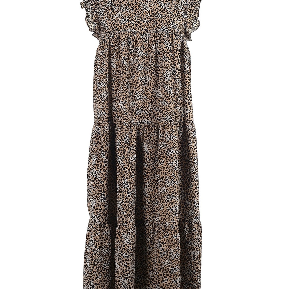 ASOS Leopard Print Midi Dress in Brown and Black